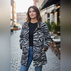 Chico's Zebra Pattern Coat Blazer Womens Meduim Sizes 8-10